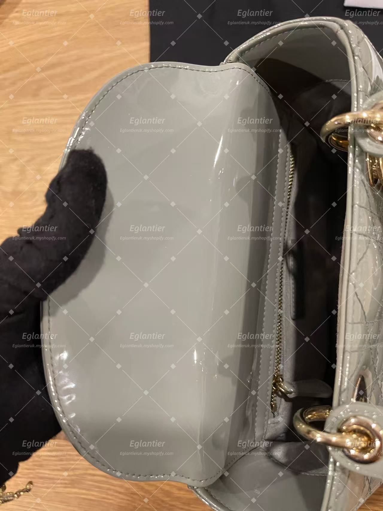 lady dior small gray patent