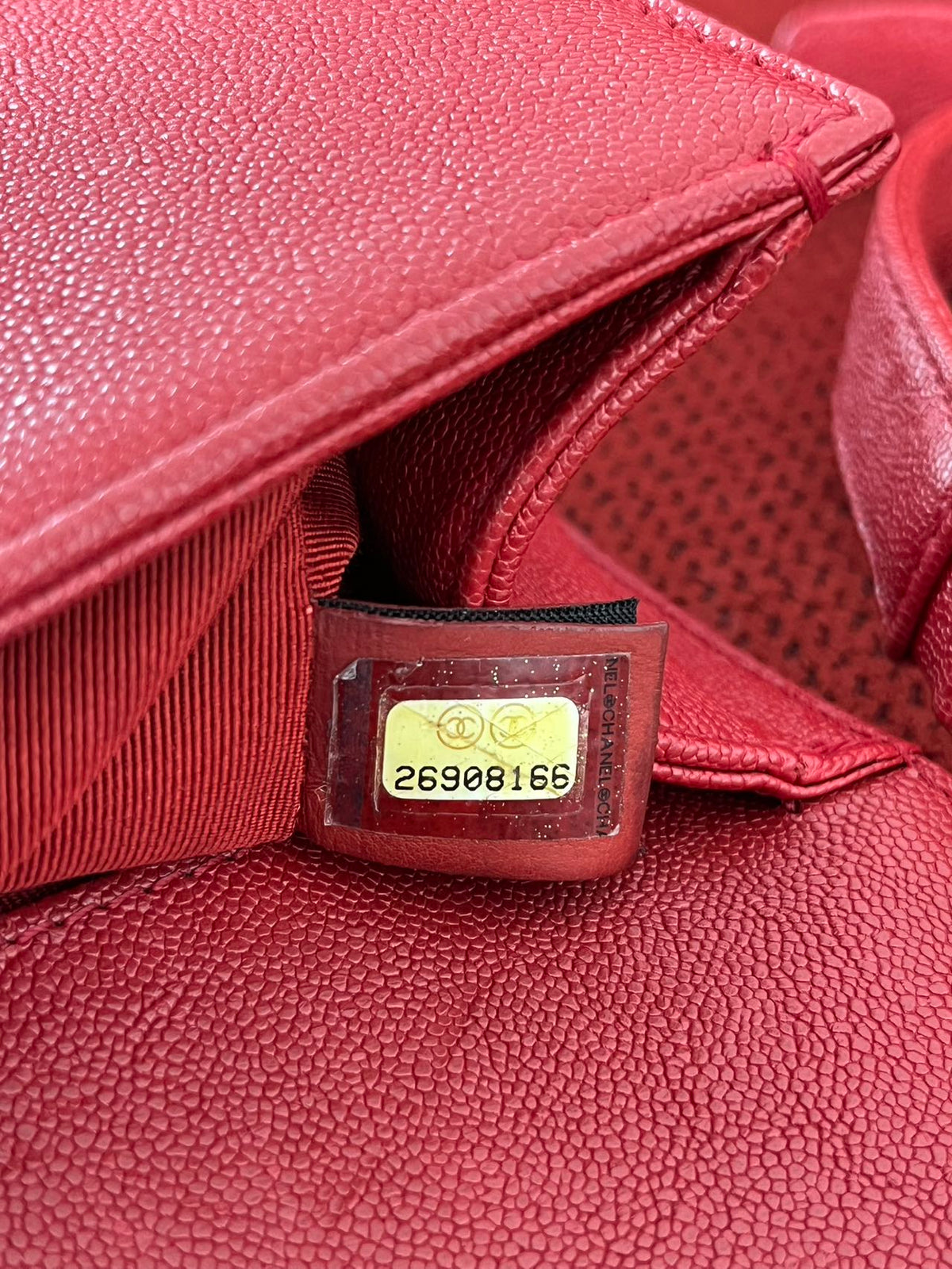 Chanel leboy small red caviar leather gold hardware