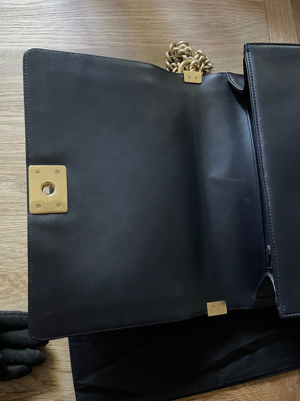 chanel leboy large black lambskin gold hardware