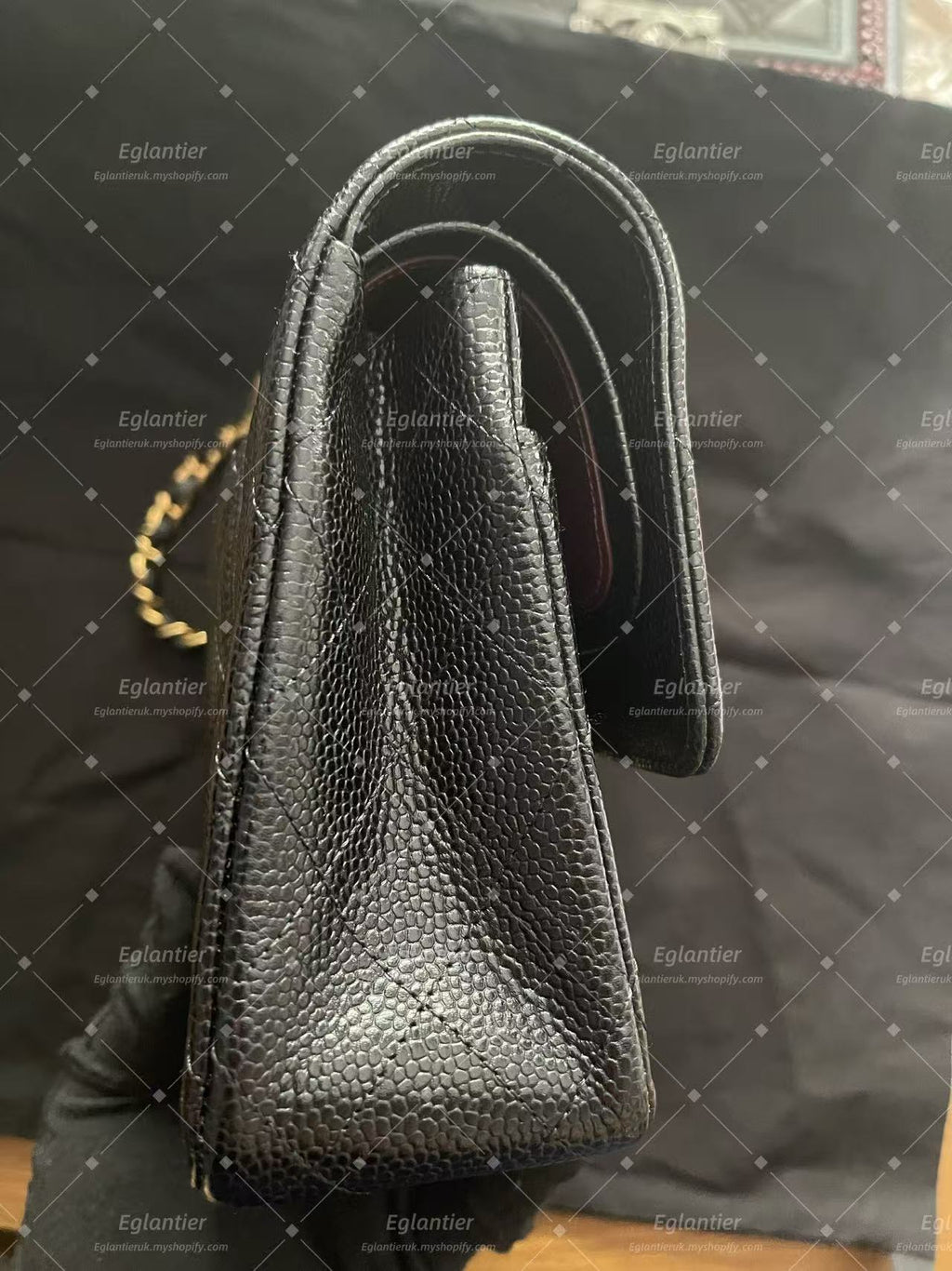 Chanel Timeless Classic double flap black medium caviar gold hardware microchip