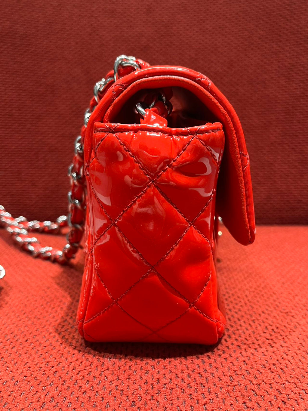 Chanel Timeless Classic flap mini rectangle patent red