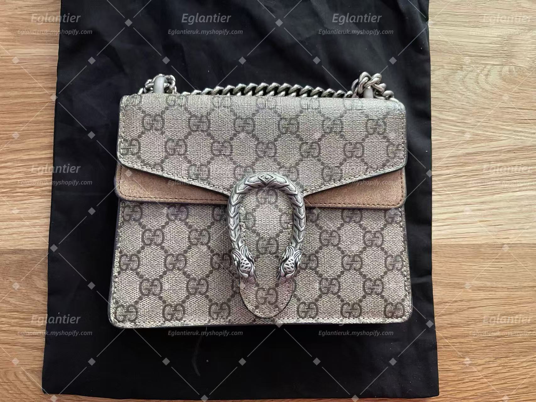 Gucci Dionysus GG Shoulder Bag Small Beige/Ebony Canvas