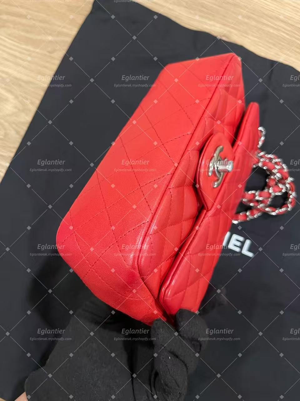 Chanel Timeless Classic flap mini rectangle lambskin red