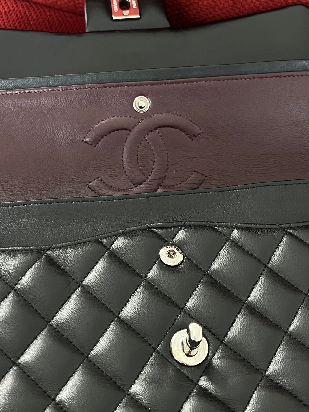 Chanel  Classic double flap bag lambskin black medium silver hardware
