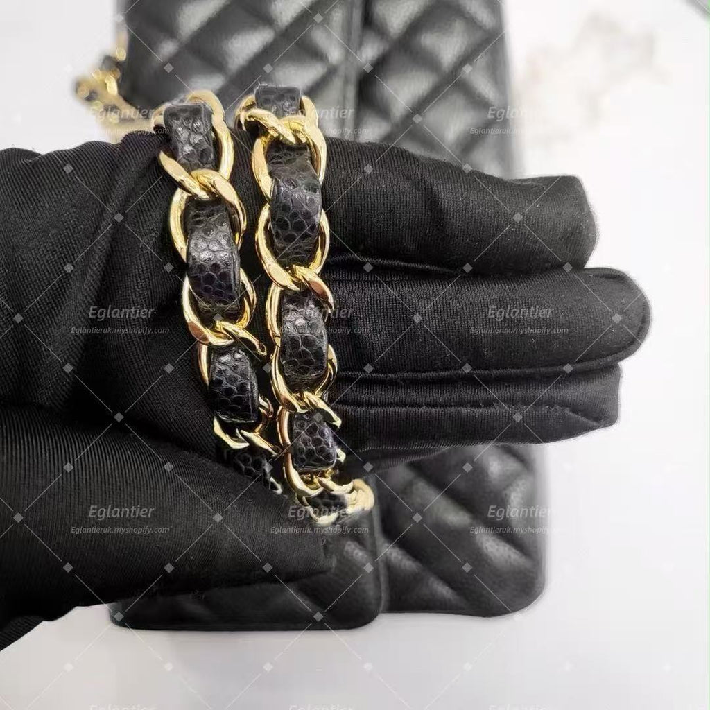 Chanel Timeless Classic double flap black medium caviar gold hardware with ID card
