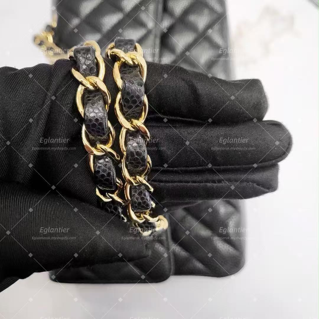 Chanel Timeless Classic double flap black medium caviar gold hardware with ID card