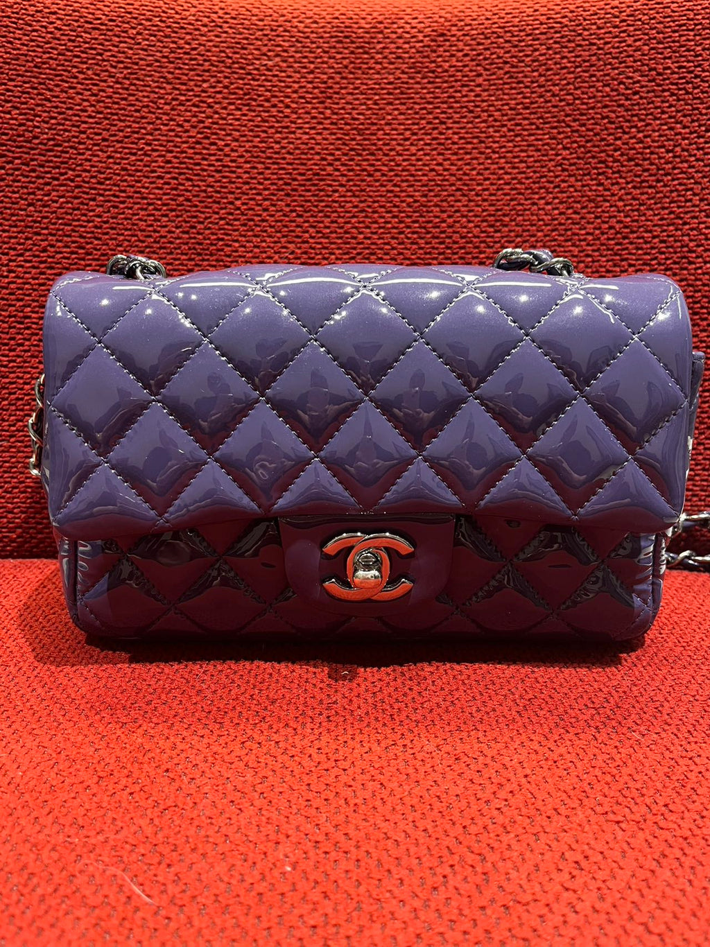 Chanel Timeless Classic flap mini rectangle patent purple