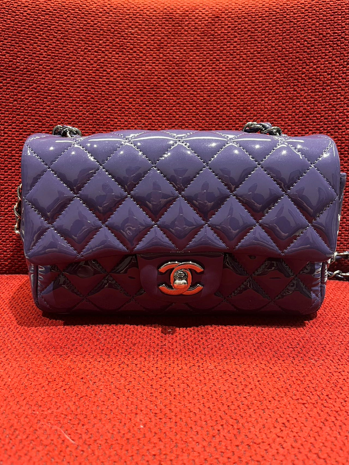 Chanel Timeless Classic flap mini rectangle patent purple