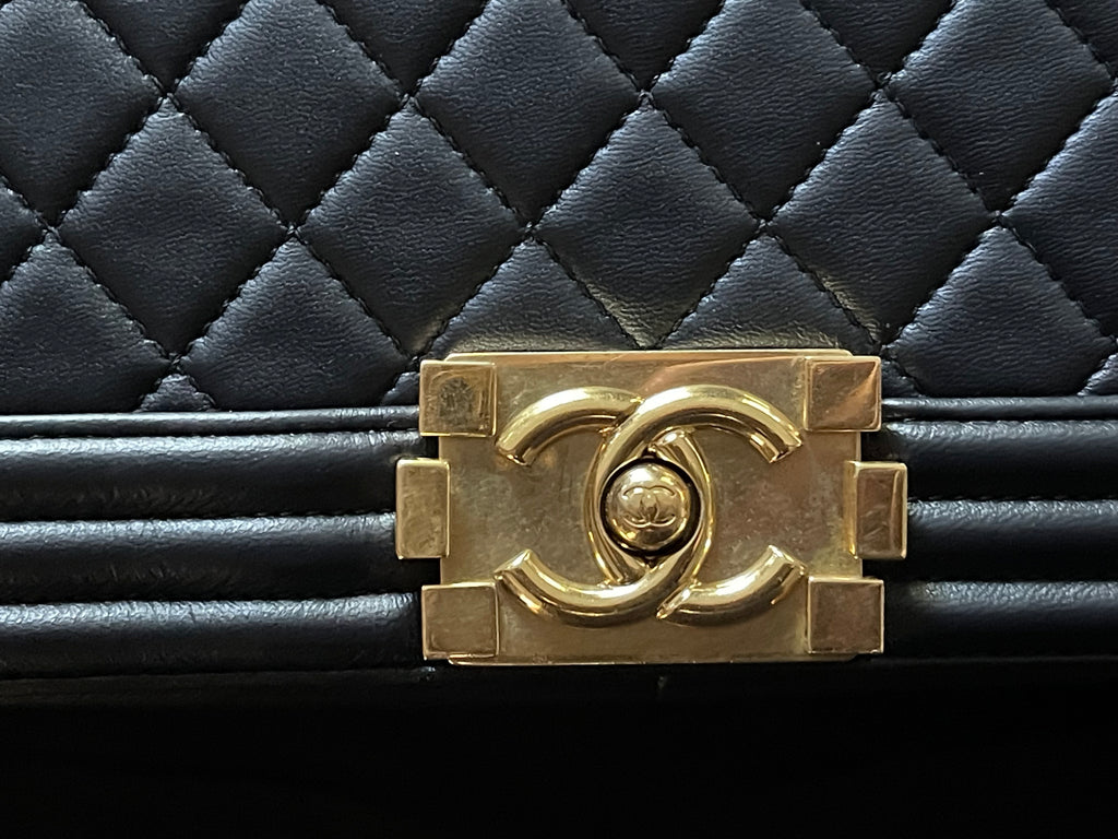chanel leboy large black lambskin gold hardware