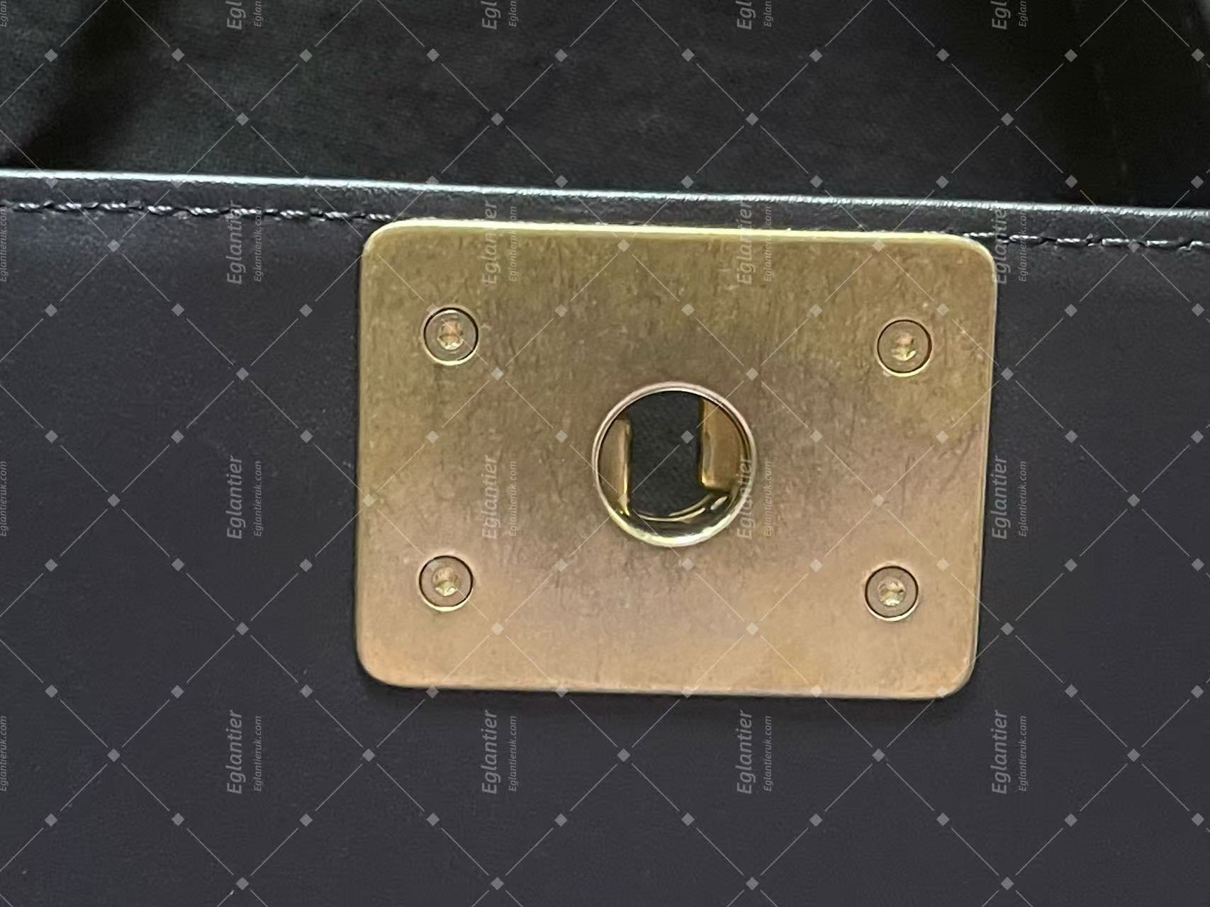 chanel leboy medium black flap bag lambskin gold hardware ID card
