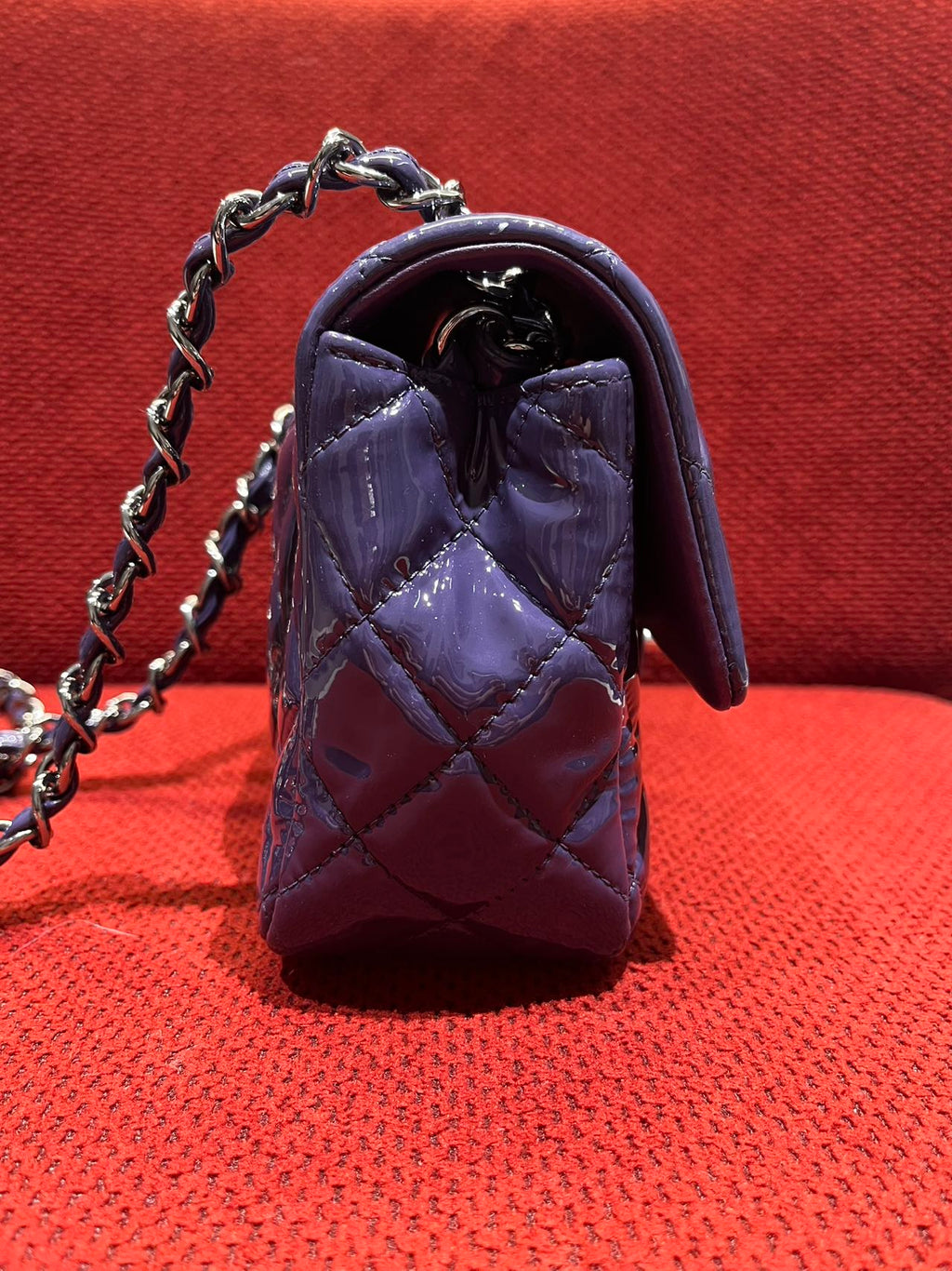 Chanel Timeless Classic flap mini rectangle patent purple