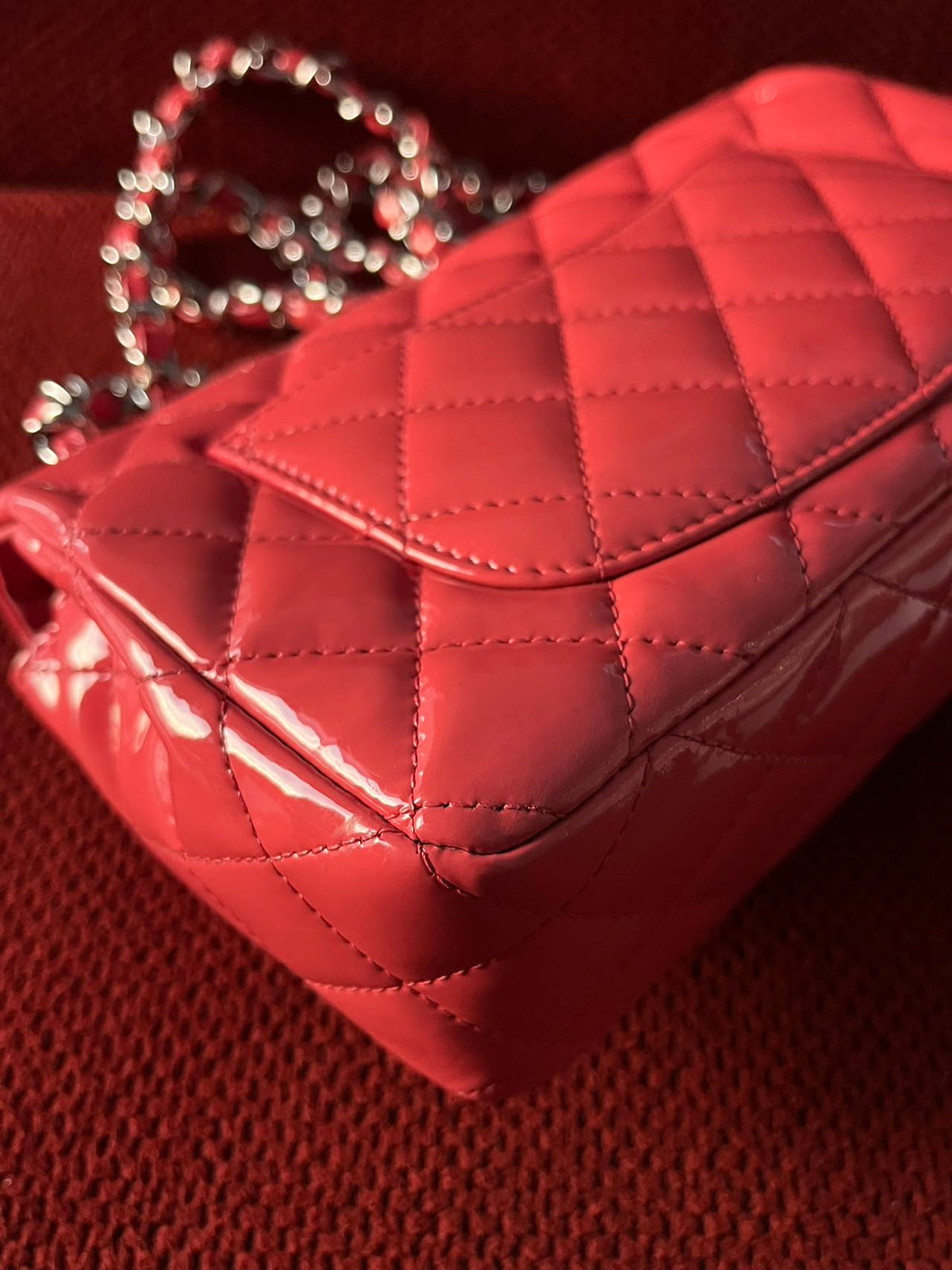 Chanel Timeless Classic flap mini rectangle patent pink