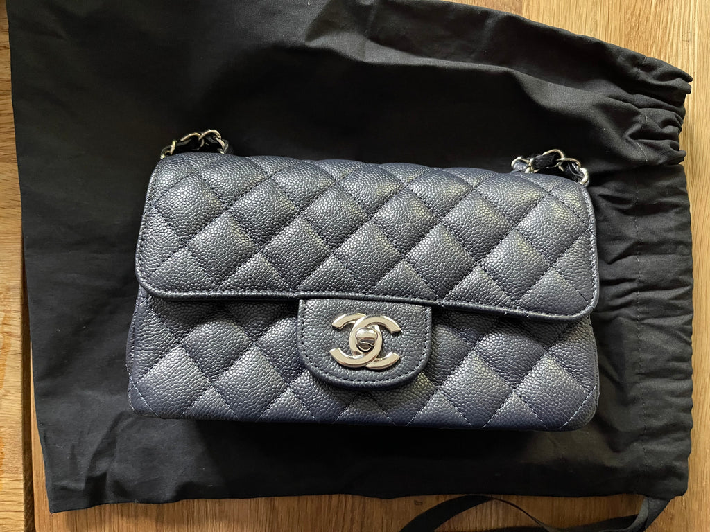 Chanel Timeless Classic Double Flap | mini | Blue Caviar | Silver Hardware | Pre-Owned |