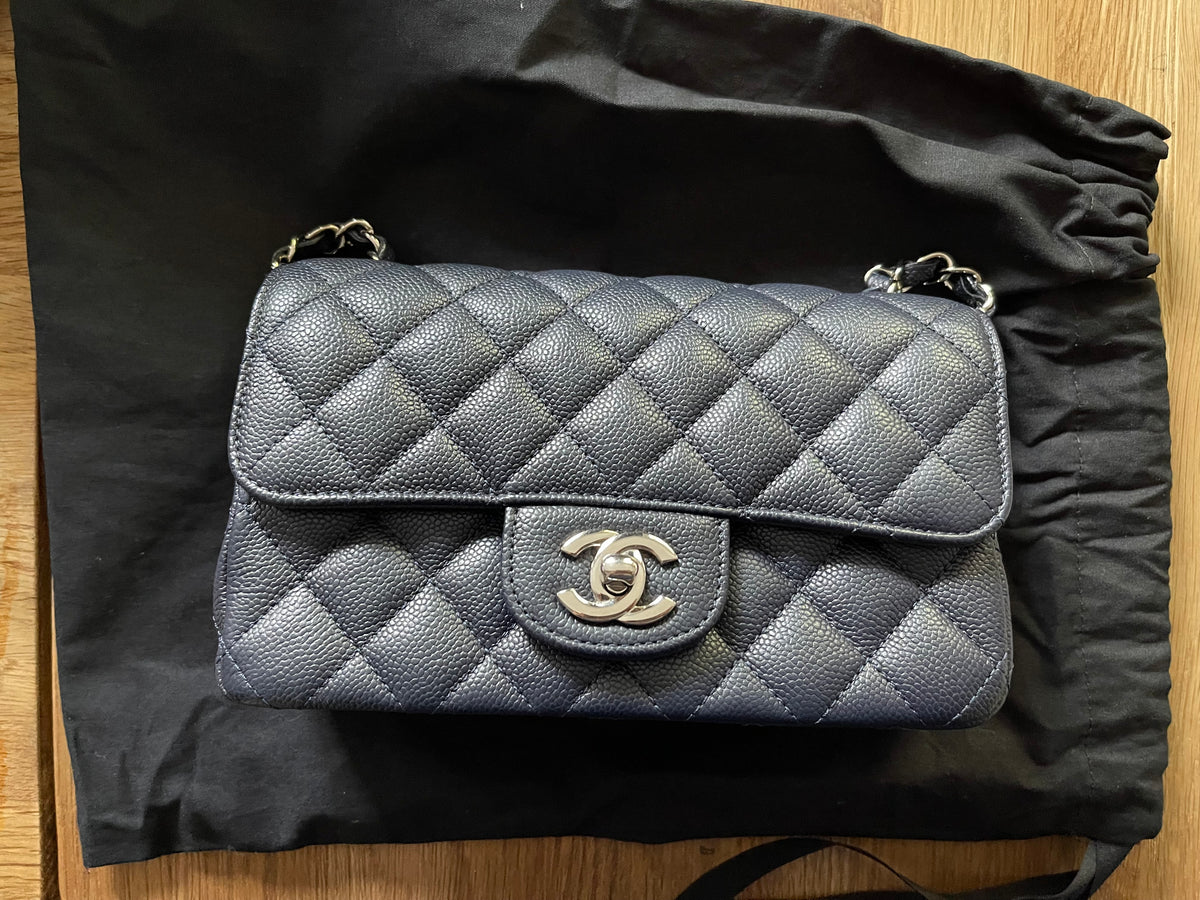 Chanel Timeless Classic Double Flap | mini | Blue Caviar | Silver Hardware | Pre-Owned |