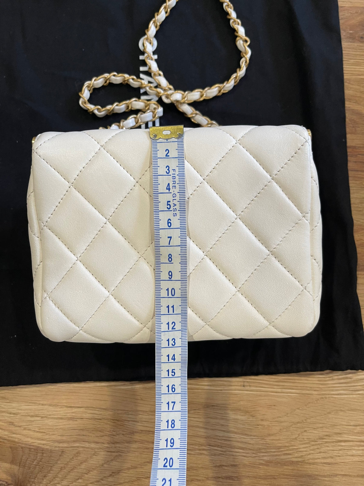 chanel small bag gold hardware white