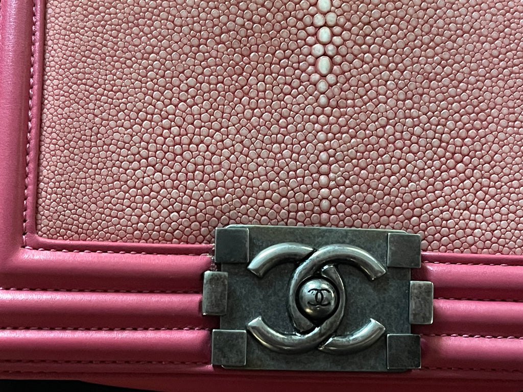 Chanel leboy small red caviar leather silver hardware