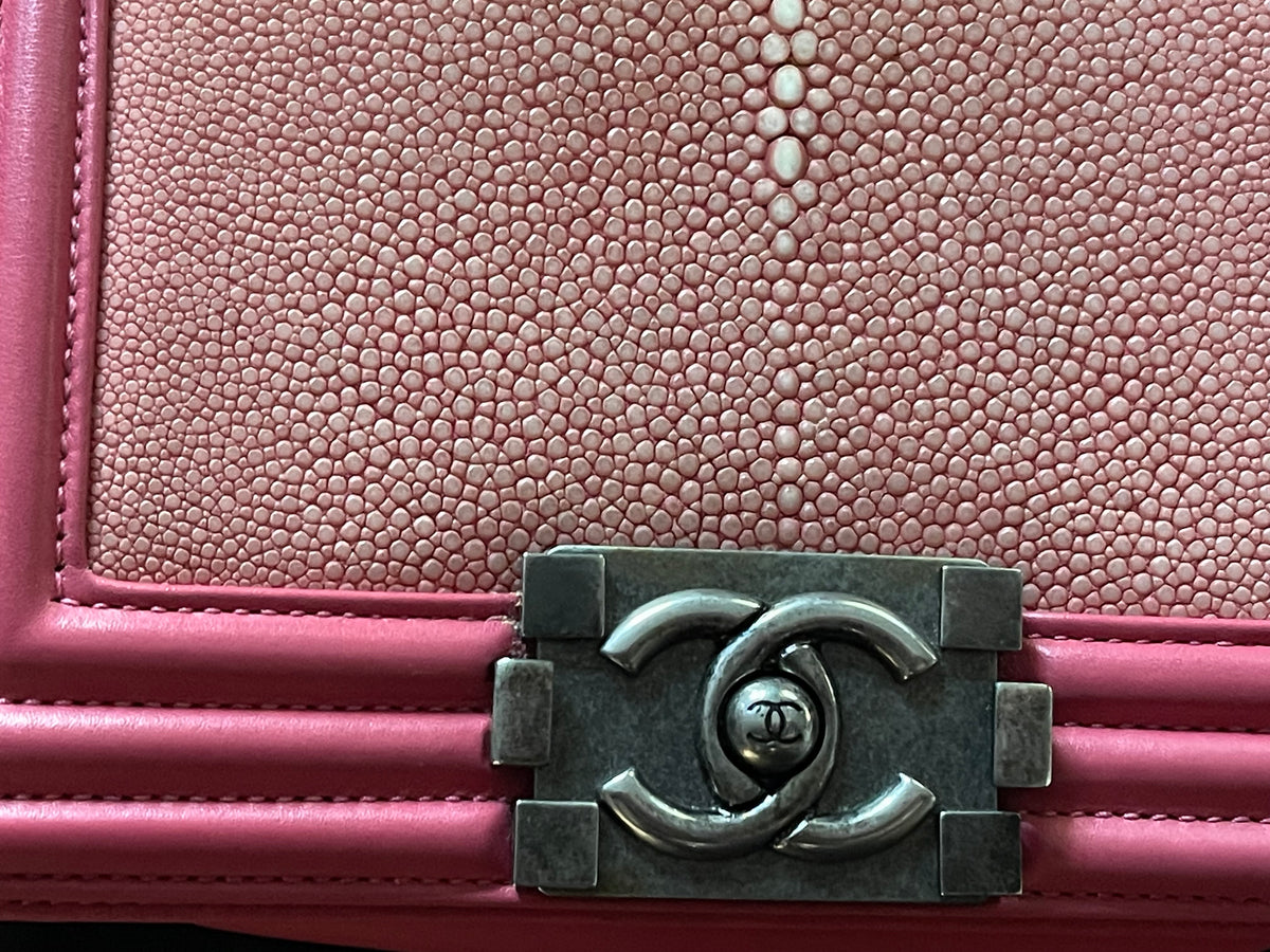 Chanel leboy small red caviar leather silver hardware