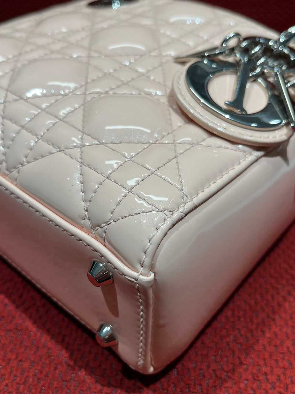 Lady dior mini pink patent leather