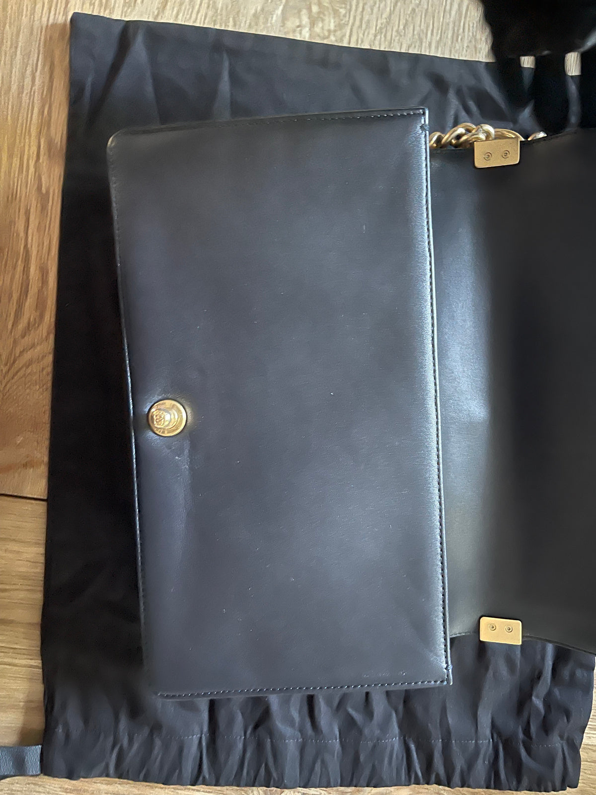 chanel leboy large black lambskin gold hardware