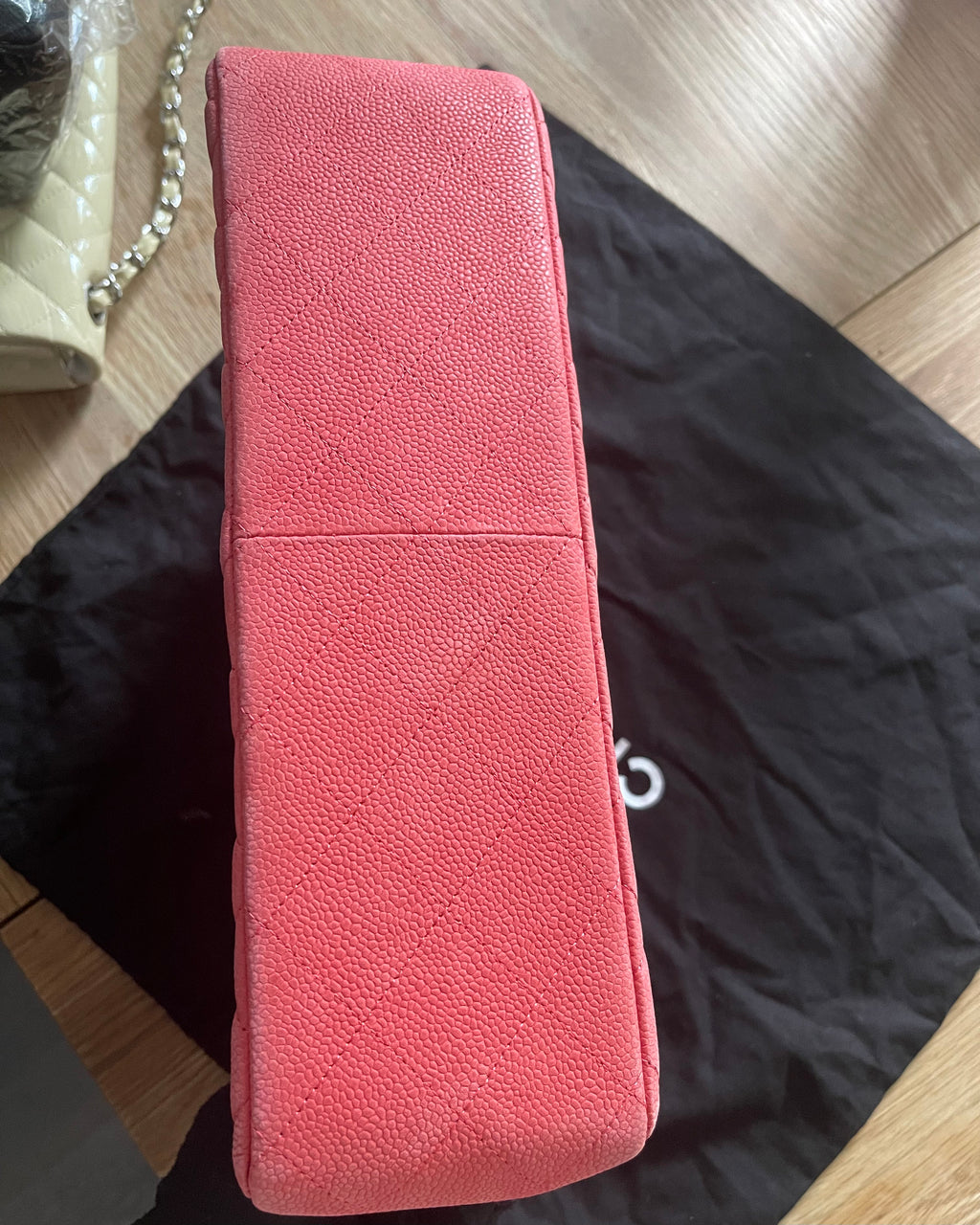 Chanel double flap bag red caviar jumbo silver gold hardware