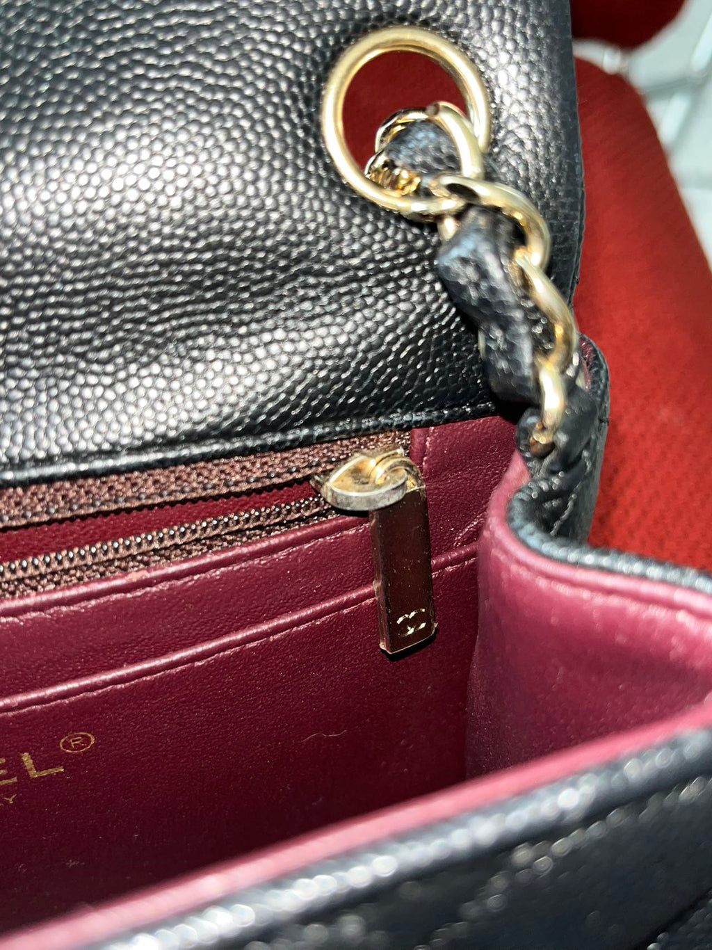 Chanel mini square flap bag caviar leather