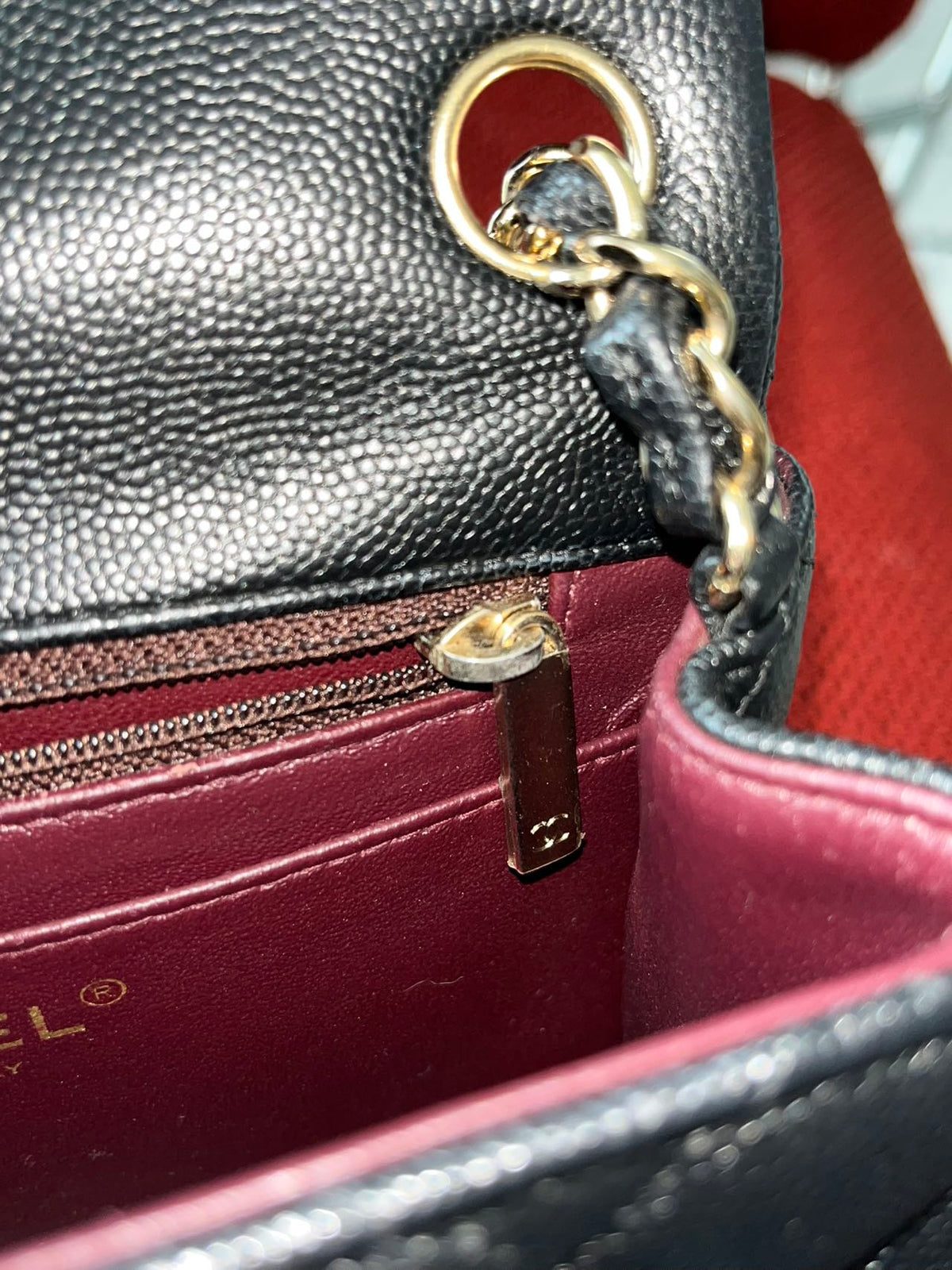 Chanel mini square flap bag caviar leather