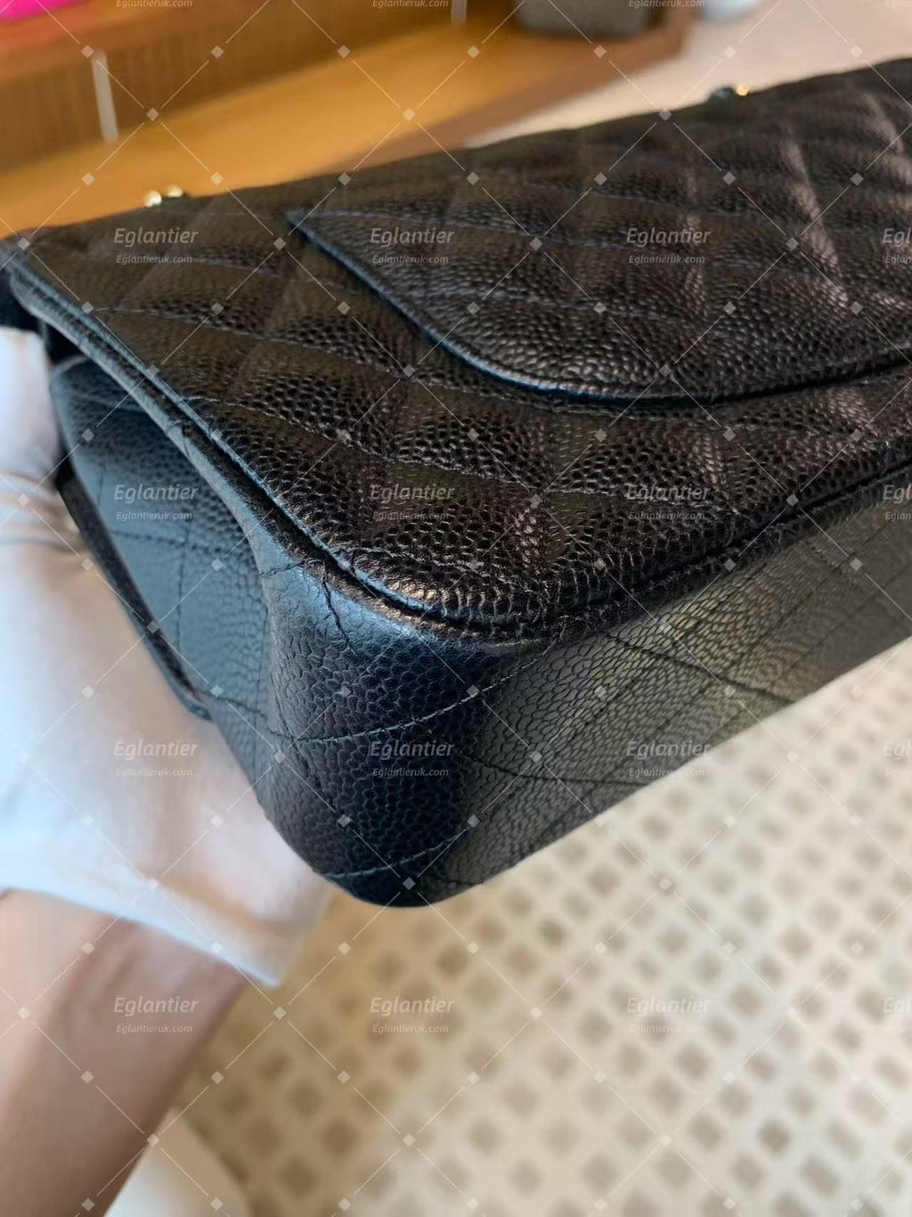 Chanel Timeless Classic Double Flap | Medium | Black Caviar | Gold Hardware | Pre-Owned| ID CARD