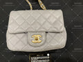 Chanel Timeless flap mini square with pearl lambskin grey GHW
