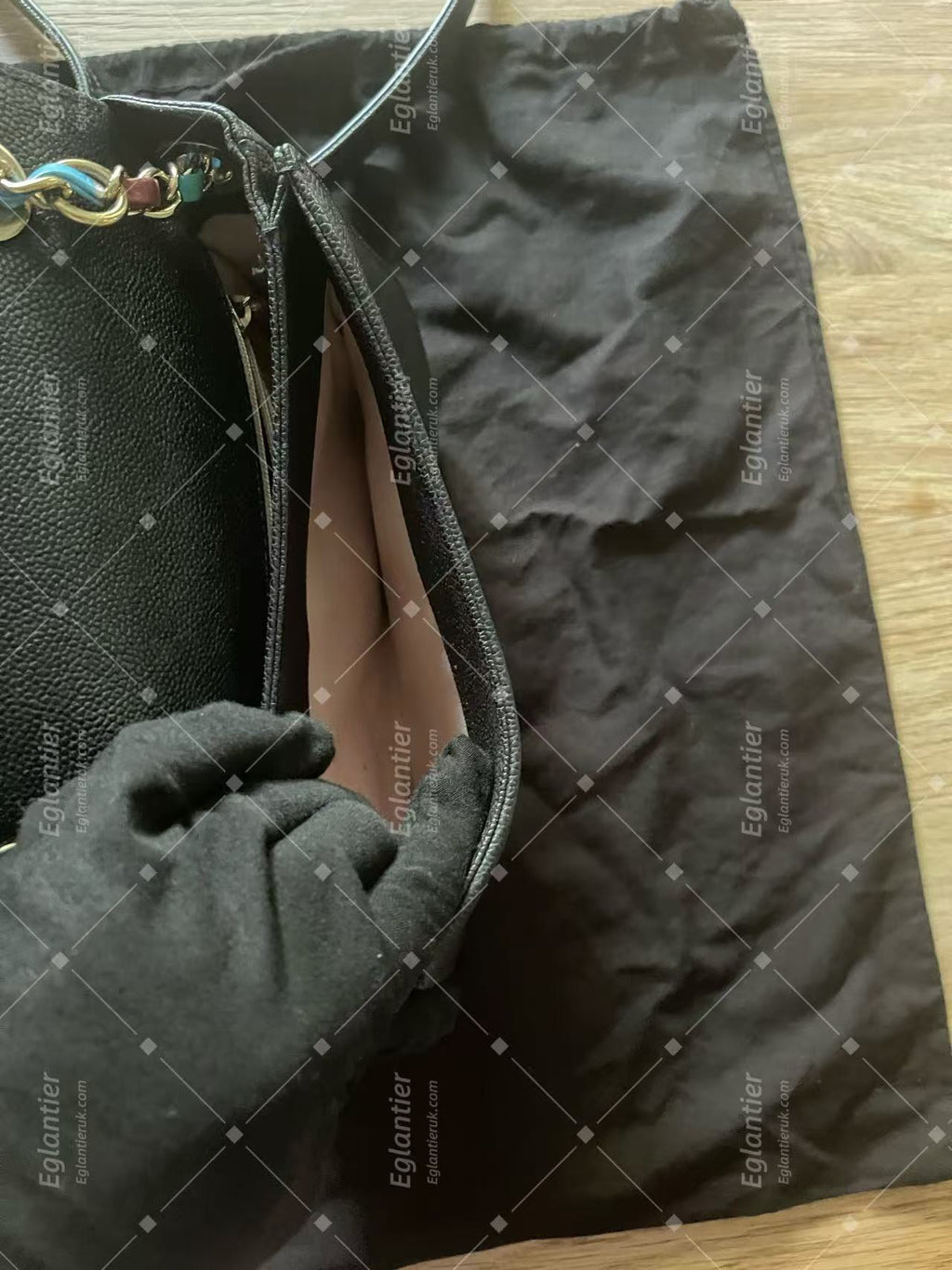 chanel small black flap bag with ID card gold hardware