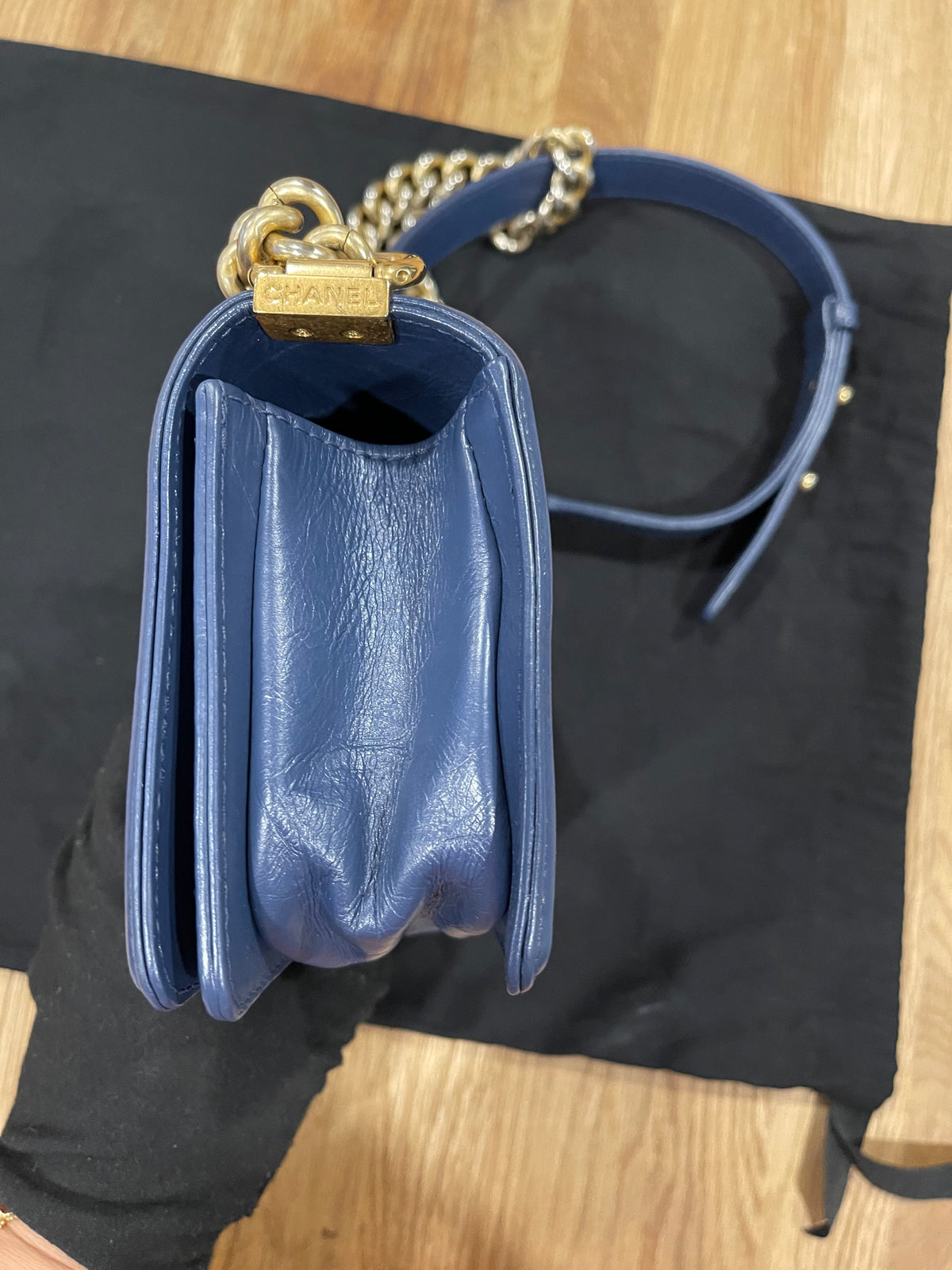 Chanel leboy small blue lambskin gold hardware
