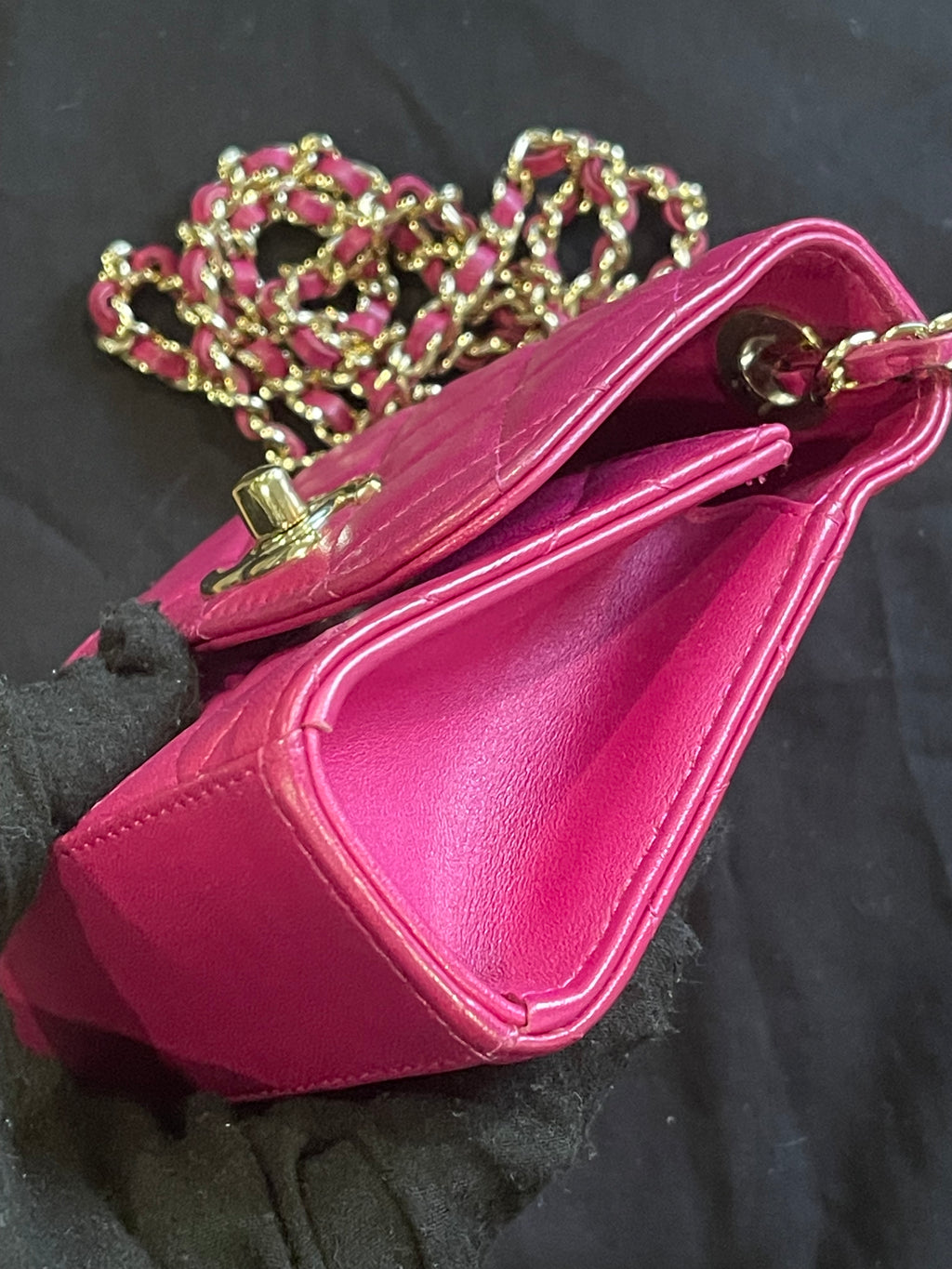 chanel small bag gold hardware pink