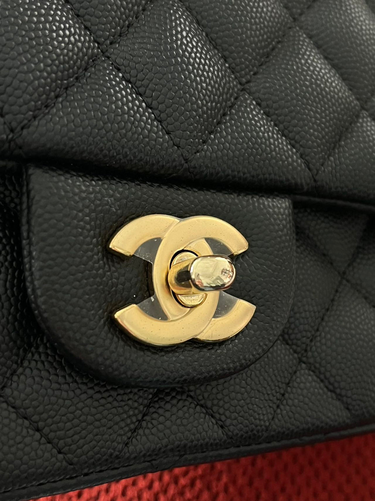 Chanel mini square flap bag caviar leather