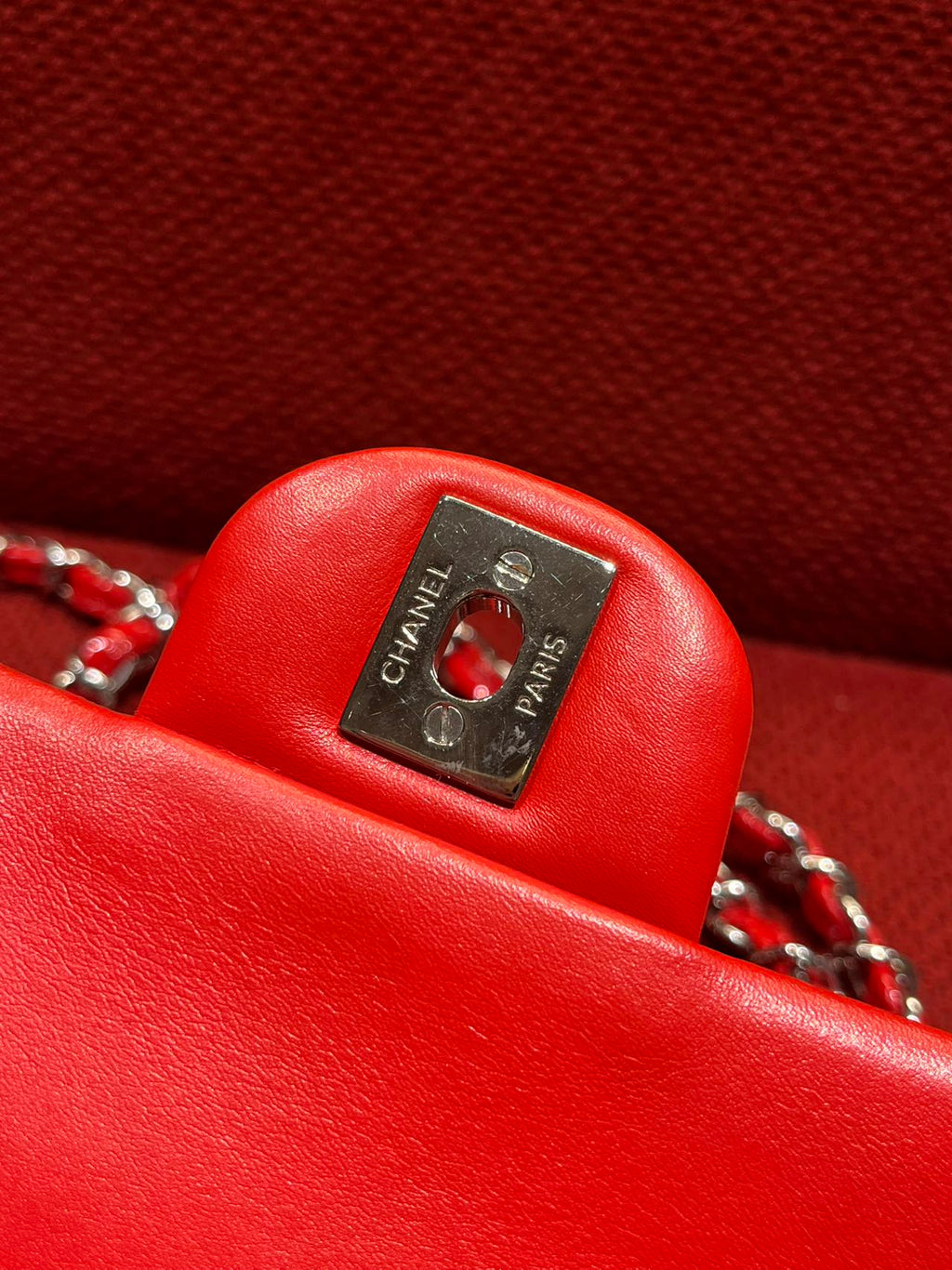 Chanel Timeless Classic flap mini rectangle patent red