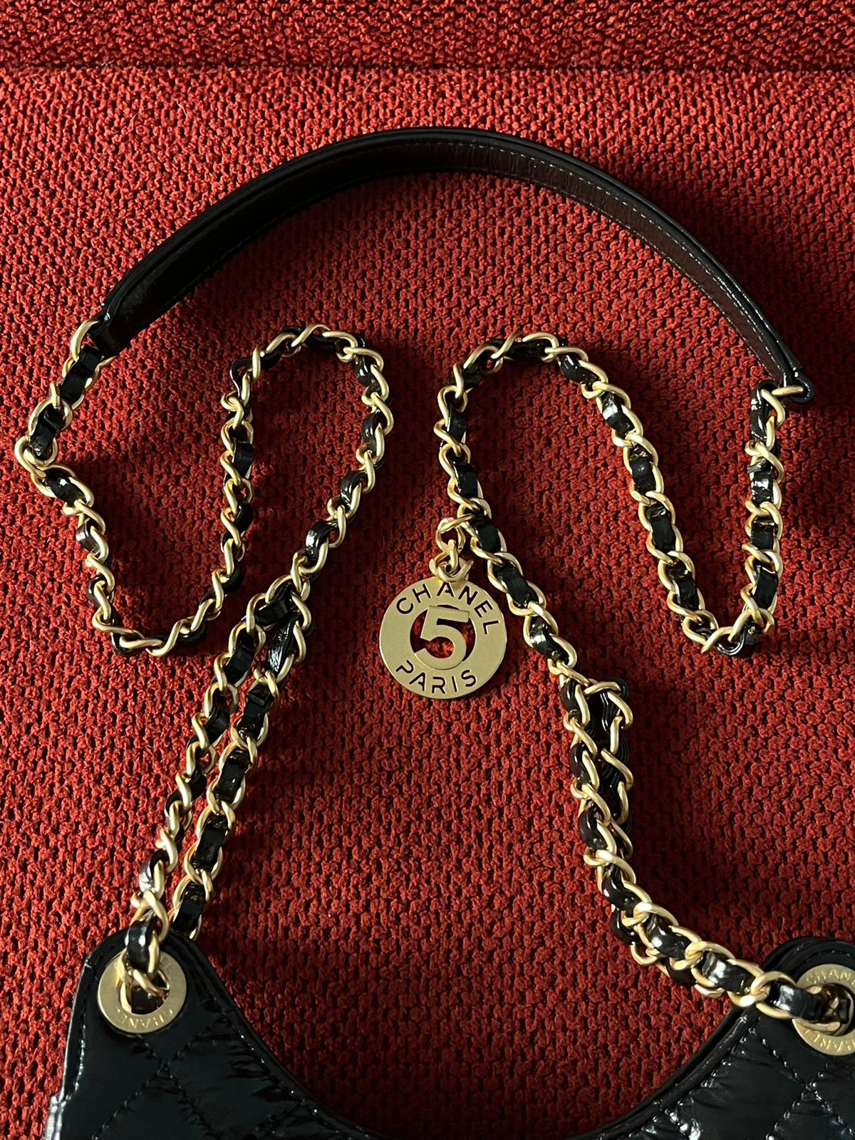 Chanel small hobo bag black crinkled calfskin gold hardware