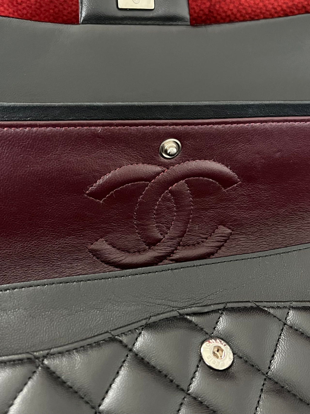 Chanel  Classic double flap bag lambskin black medium silver hardware