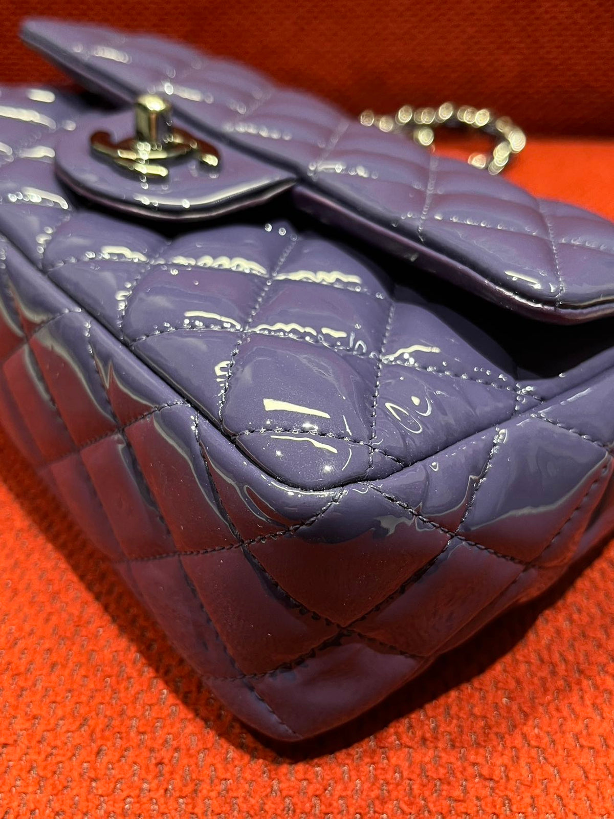 Chanel Timeless Classic flap mini rectangle patent purple