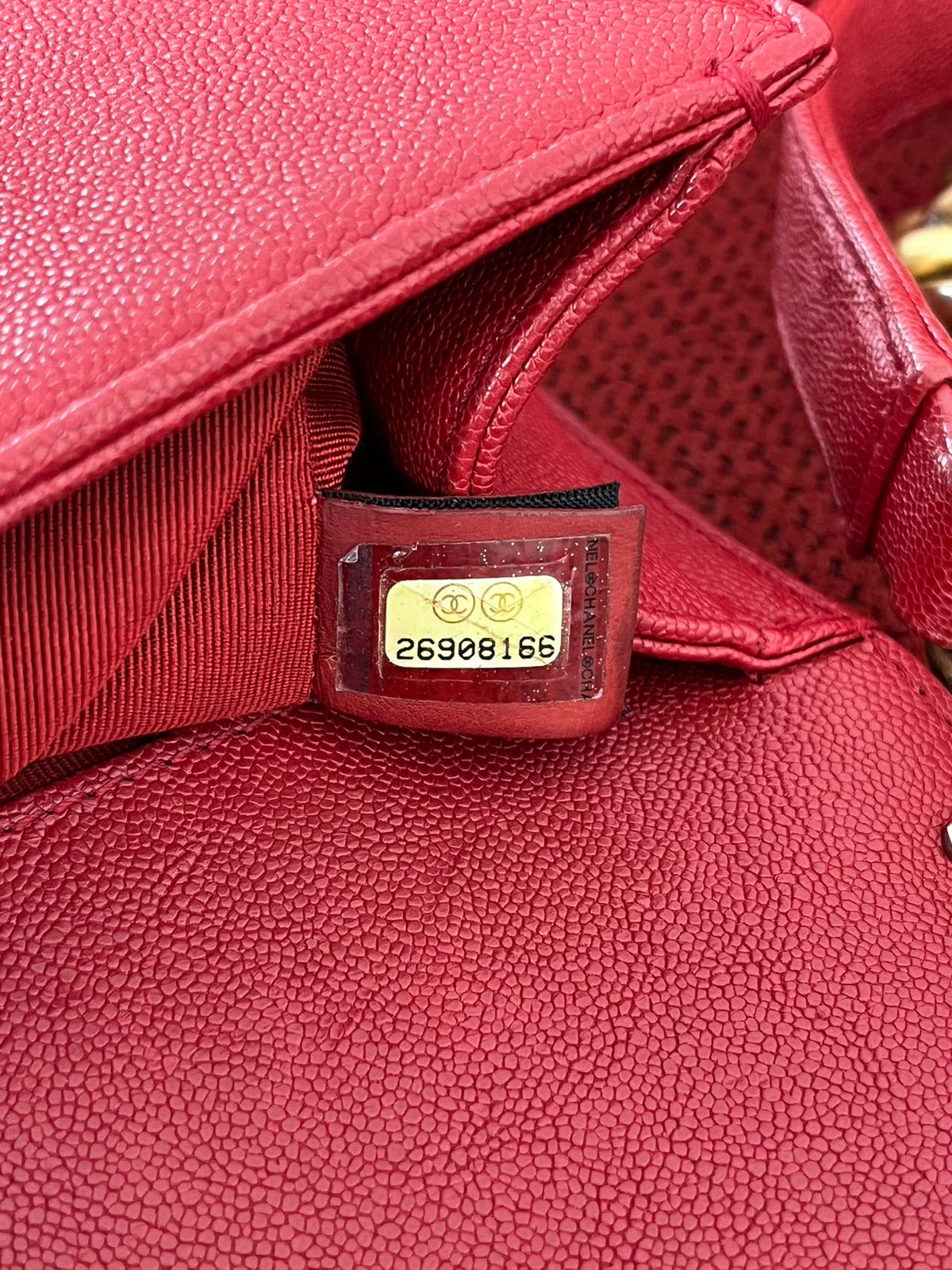 Chanel leboy small red caviar leather gold hardware