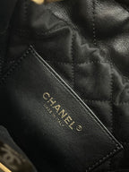 Chanel 22 bucket bag mini black shiny calfskin gold hardware