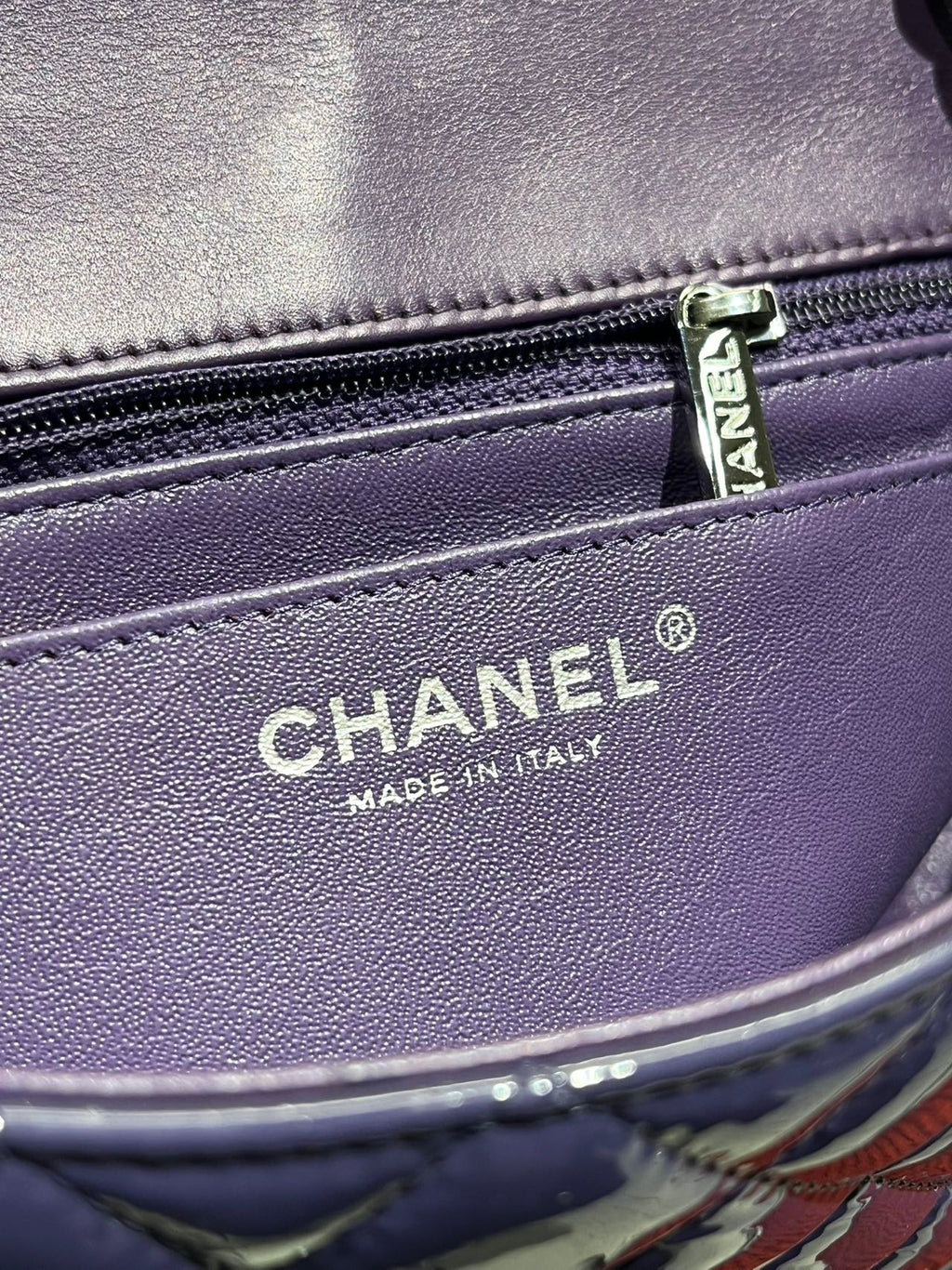 Chanel Timeless Classic flap mini rectangle patent purple