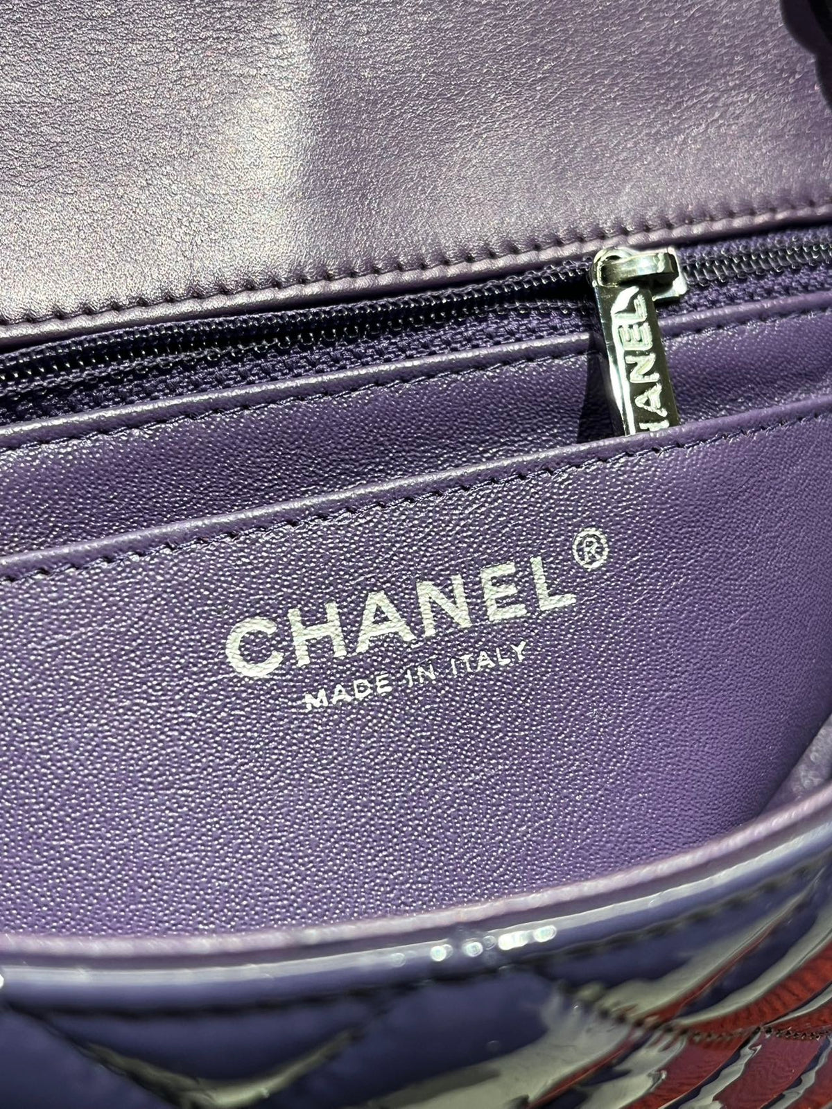 Chanel Timeless Classic flap mini rectangle patent purple