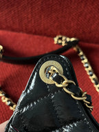 Chanel small hobo bag black crinkled calfskin gold hardware