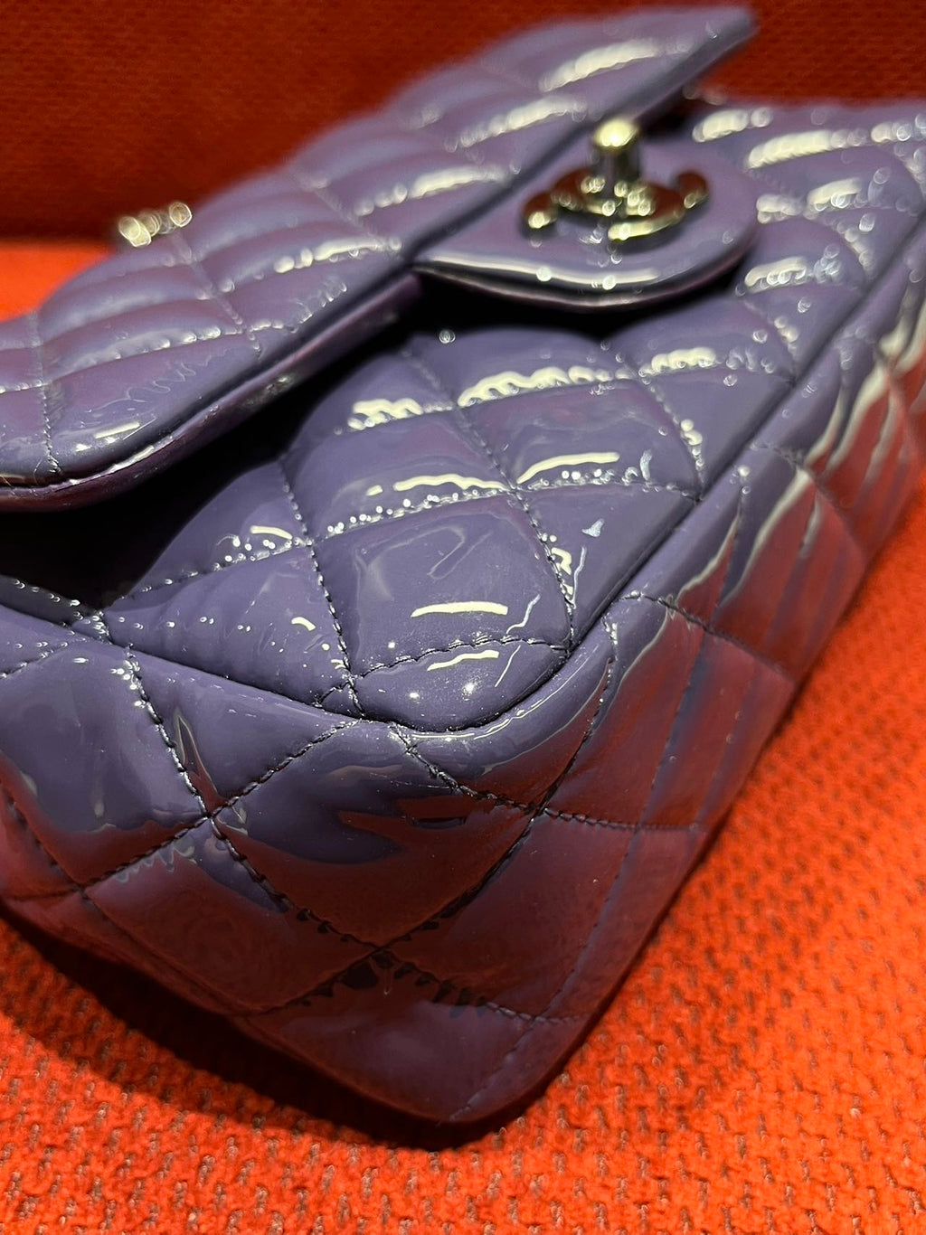 Chanel Timeless Classic flap mini rectangle patent purple