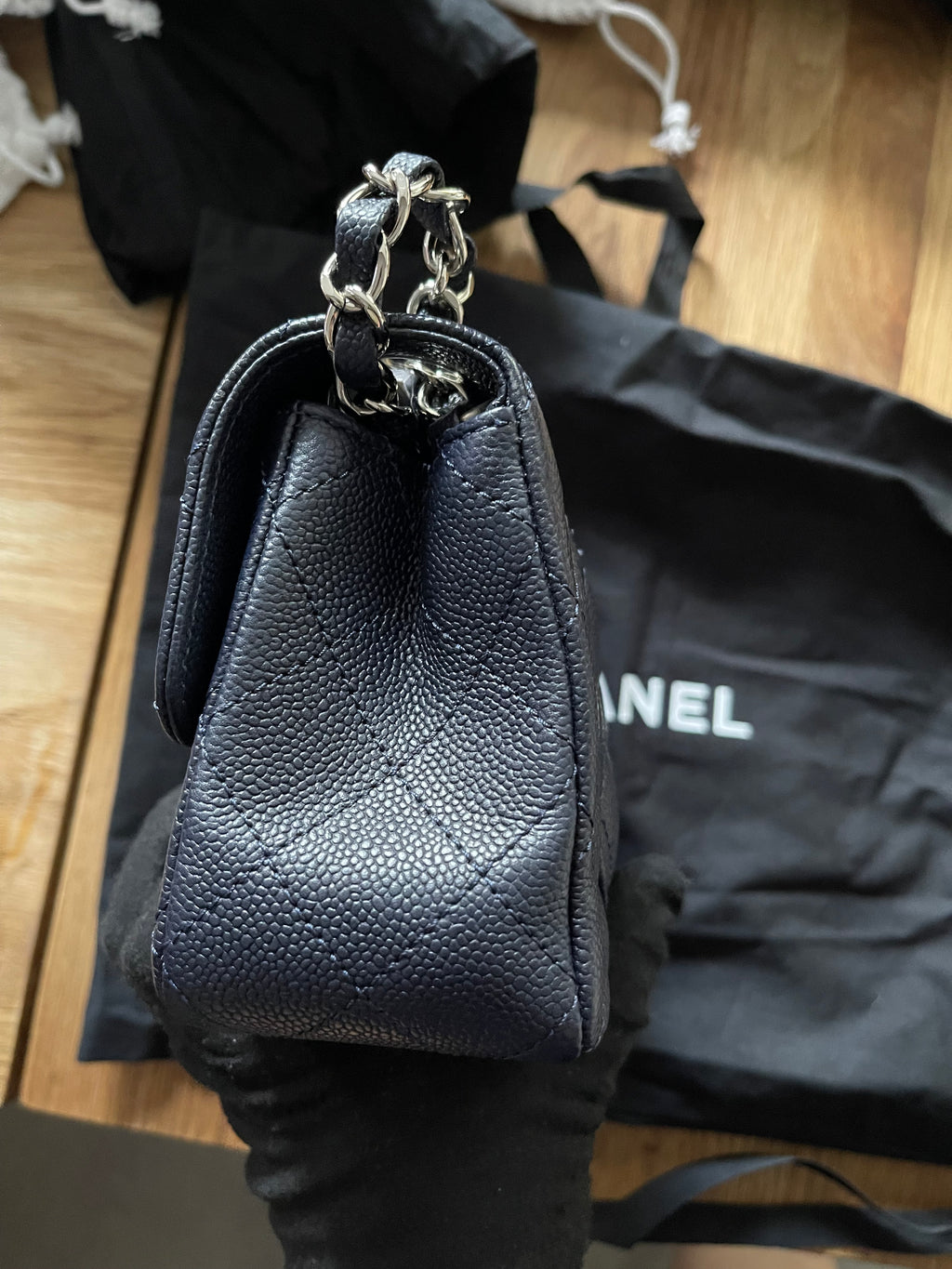 Chanel Timeless Classic Double Flap | mini | Blue Caviar | Silver Hardware | Pre-Owned |