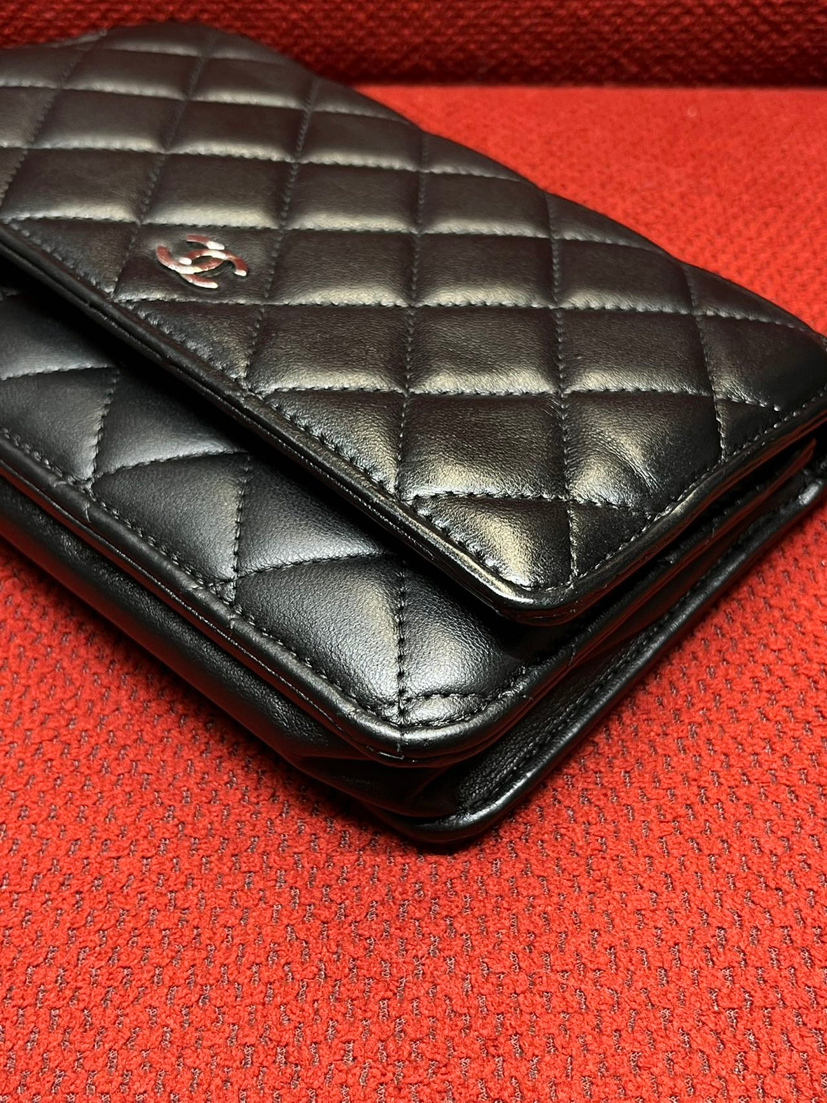 Chanel Timeless Wallet On Chain WOC lambskin silver hardware