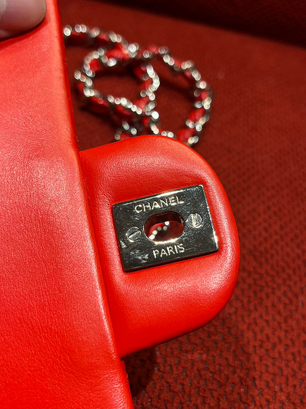 Chanel Timeless Classic flap mini rectangle patent red