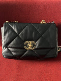 Chanel 19 Flap Bag Small Black Lambskin Mixed Gold&Silver Hardware