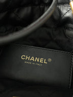 Chanel 22 bucket bag mini black shiny calfskin gold hardware