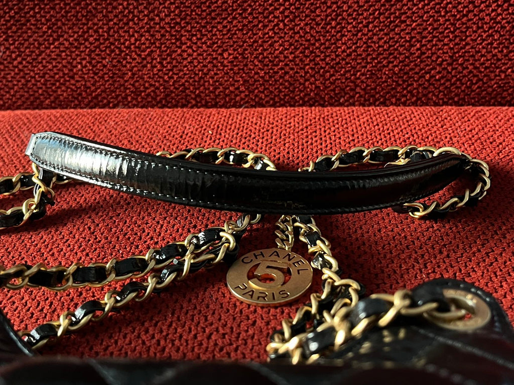 Chanel small hobo bag black crinkled calfskin gold hardware