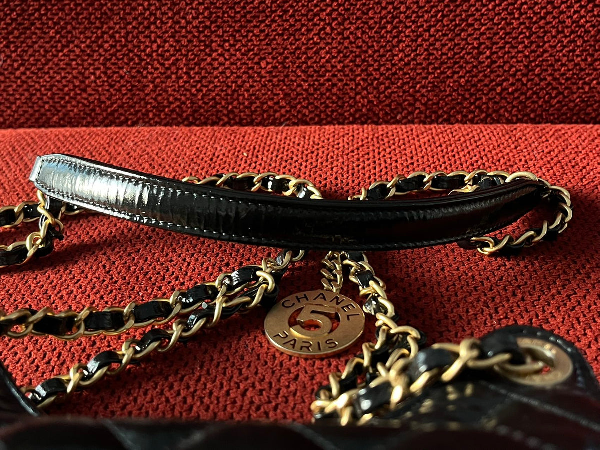 Chanel small hobo bag black crinkled calfskin gold hardware