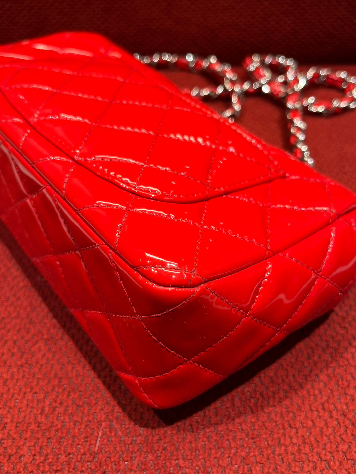 Chanel Timeless Classic flap mini rectangle patent red